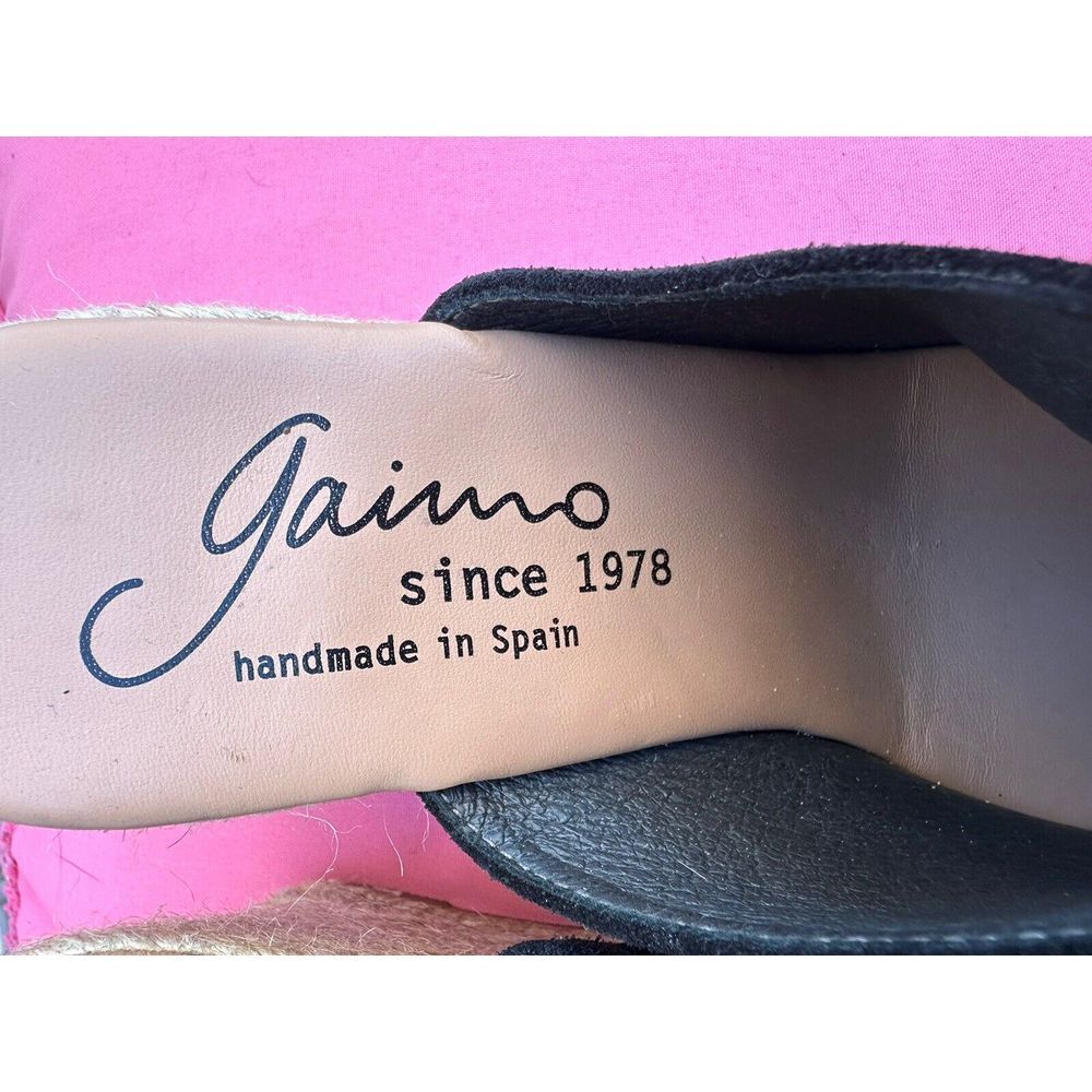 Gaimo Black Suede Espadrille Wedge Heel Slides size 41 EU 10 US Made‎ in Spain - Picture 2 of 5